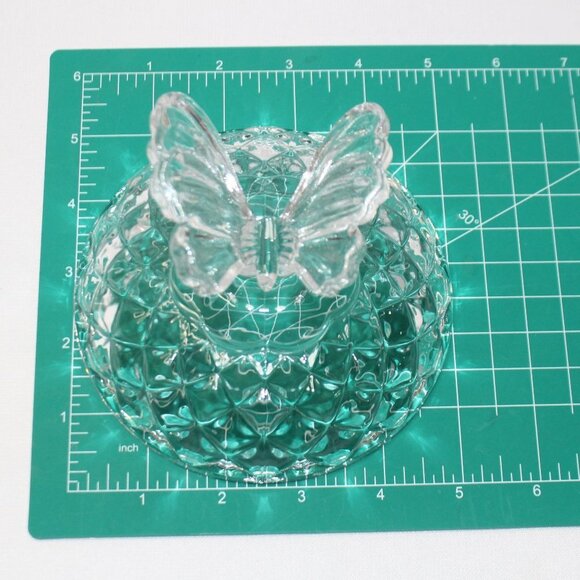 Vintage Bohemia Crystal Butterfly Covered Dish Czech Republic Footed Hand Cut - Picture 8 of 13